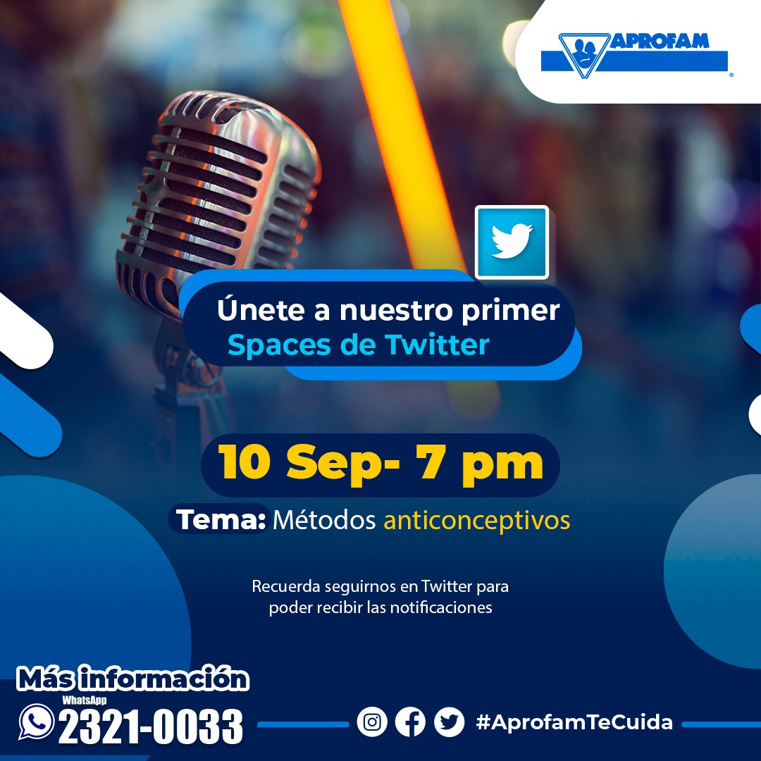 Aprofam's tweet image. Mañana estaremos al aire con la Licenciada Sofía Ángel @sofiangeld hablando de métodos anticonceptivos y las preguntas que puedan surgir al respecto. #AprofamTeCuida