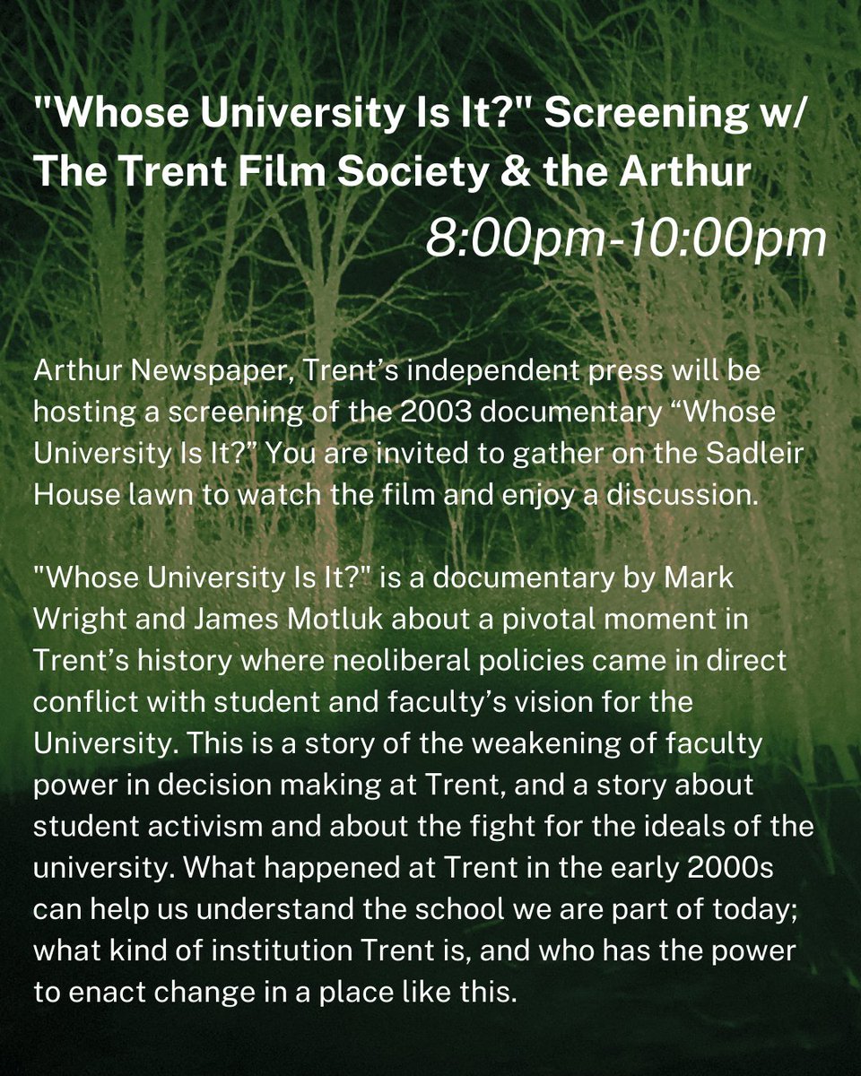 ONLY 4 DAYS until DisOrientation week!!

On Monday, we have

🌱 Placement and Workplace Sexual Harassment Workshop w/ KSAC
🌱Virtual GAYmes Night! w/ the TQC &amp; Trans Peer Outreach
🌱 Screening of “Whose University Is It?” w/ the Arthur &amp; Trent Film Society.