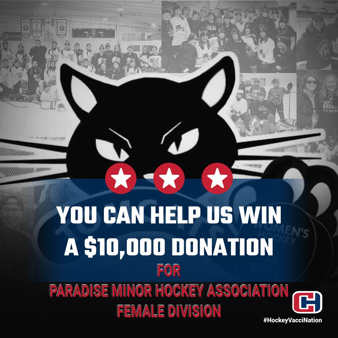If we win "The Next Stride" campaign, we have chosen Paradise Minor Hockey Association-Female Division as the recipient of the $10,000 donation. Vote at the link below and Retweet!
thenextstride.ca/2021/09/05/mee…
<a href="/CARHAHockey/">CARHA Hockey</a> <a href="/CHWomensHockey/">CARHA Women's Hockey</a> <a href="/FemaleMinor/">Female Paradise Warriors</a> #HockeyVacciNATION #THENEXTSTRIDE
