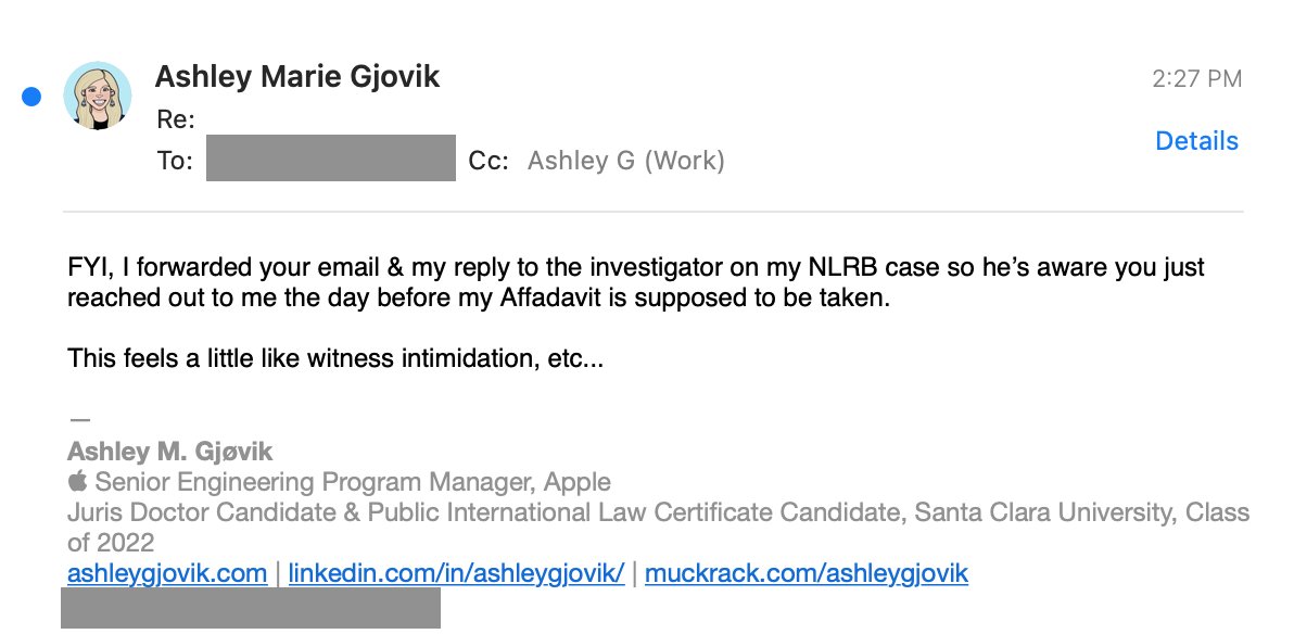 Hey #Apple, "This feels a little like witness intimidation. I let <a href="/NLRB/">NLRB</a> know." Love, Ashley 

Clutches panic button &amp; Mace while still laying on floor pondering the brutality of U.S. capitalism...