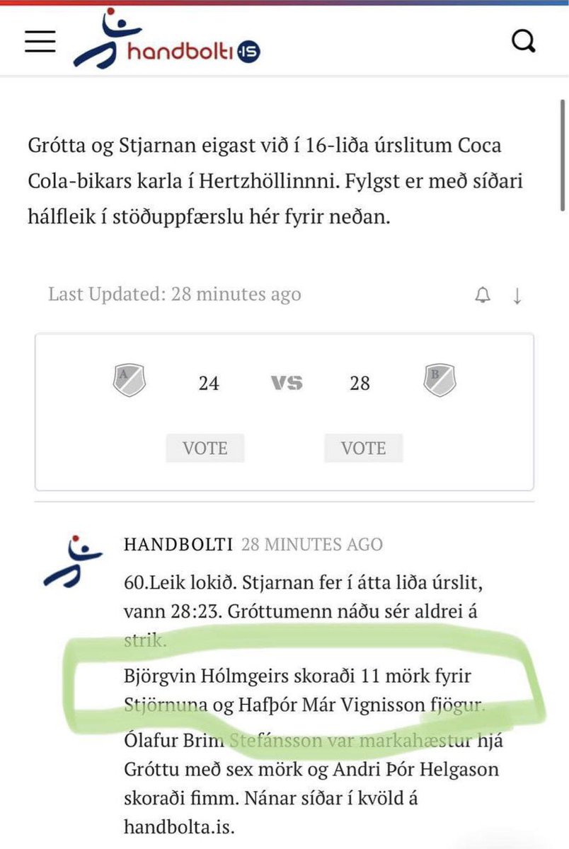 Sérfræðingurinn sagði að það myndi aldrei virka að æfa tvisar og spila einu sinni í viku. Björgvin Hólmgeirs líklega búin að æfa mikið fyrir þennan leik og skorar 11 á Gróttu í kvöld.. hvernig smakkast þessi drulluskítugi sokkur 😂