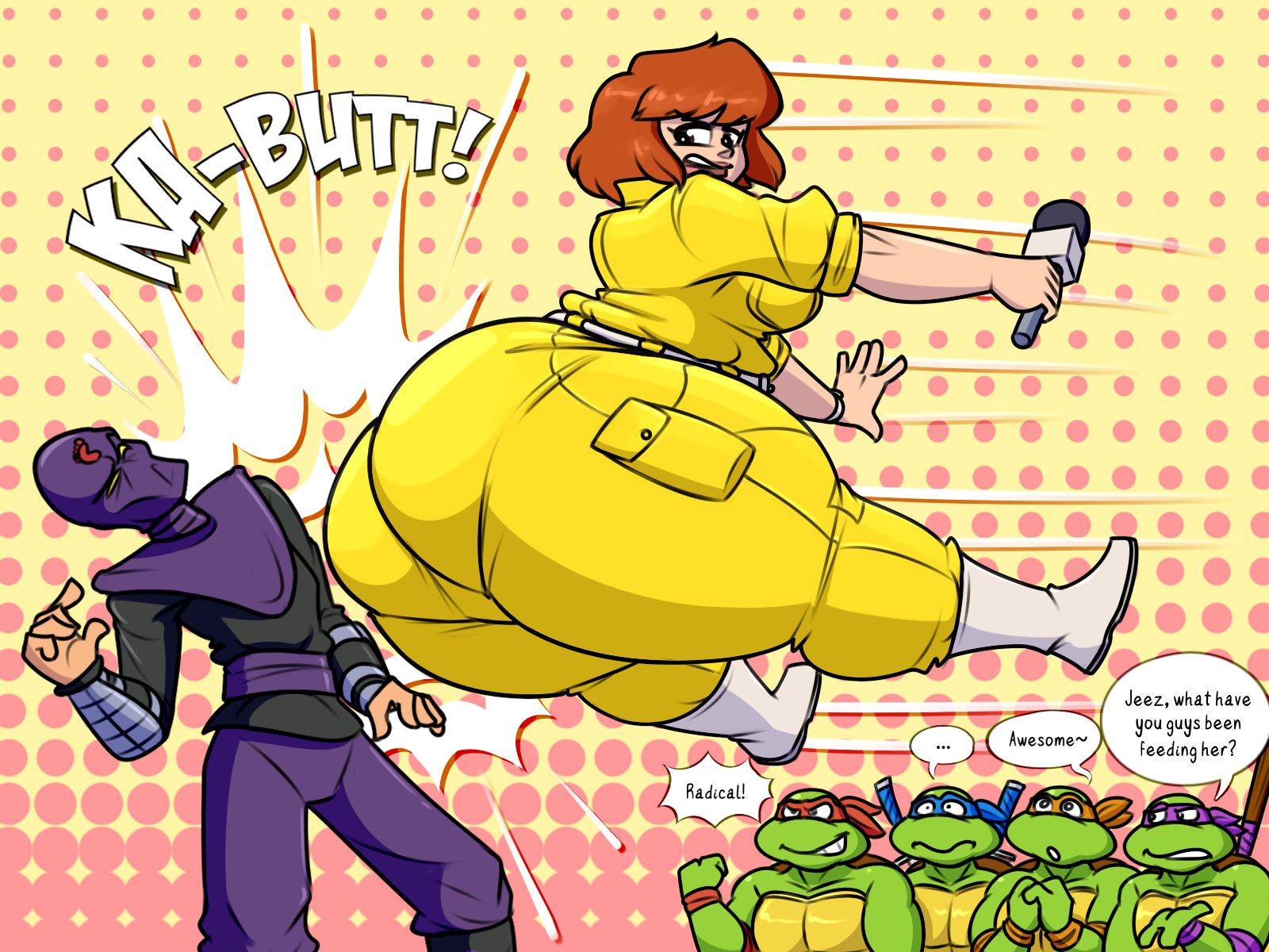 Noah Buddy A Pic Inspired By The New Tmnt Game And April S Booty Bash Attack Wanted To See What It D Be Like With Some Buffs Guess Too Much Pizza With The
