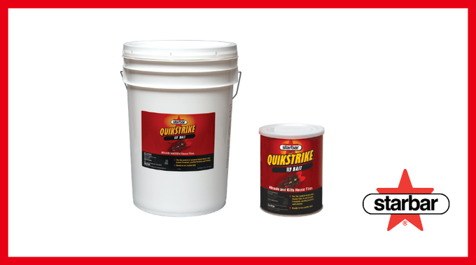 StarbarProducts's tweet photo. With the active ingredient dinotefuran, #QuikStrike #FlyBait kills nuisance #houseflies quickly and controls those resistant to carbamates and pyrethrin sprays. #Starbar https://t.co/5TtdqH1xbu https://t.co/hNm3wQihgi
