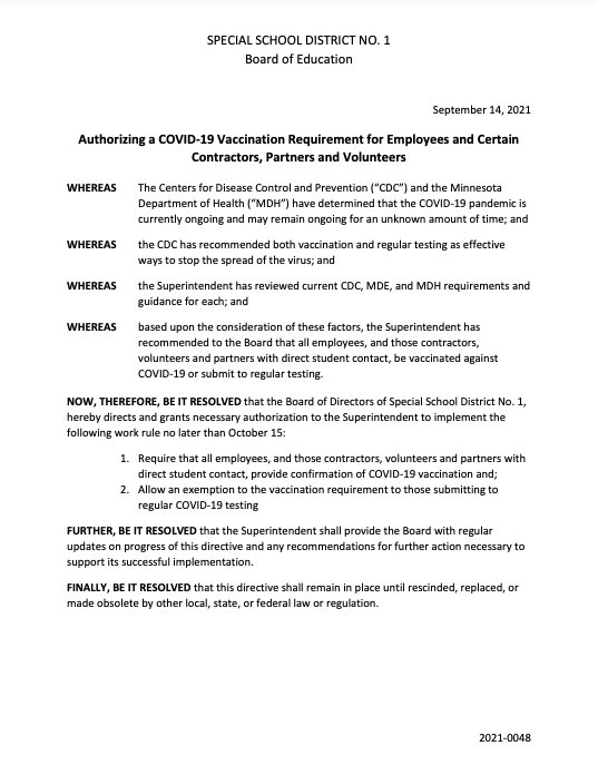 bzosiad's tweet photo. On next week's Minneapolis school board agenda: a staff vaccine mandate https://t.co/qoHU7fXALR