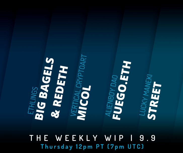 LuckyManekiNFT's tweet photo. Come join us for @theWIPmeetup ‼️

The longest running digital meetup in the crypto space is  jam-packed with pre-show music, incredible content and die-hard attendees. You don't want to miss this!

⏰: 12 pm PT / 7 pm UTC 
🎧: https://t.co/r9hnr9wsiC
🔗: https://t.co/HA84R6wcZm https://t.co/E9ySKJnvyP