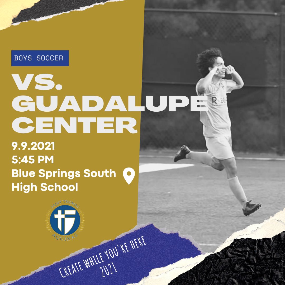 stashield's tweet image. 📅 9.9.21
⚽️ Boys Soccer 
⏰ 5:45 PM
🆚 Guadalupe Center
📍Blue Springs South High School