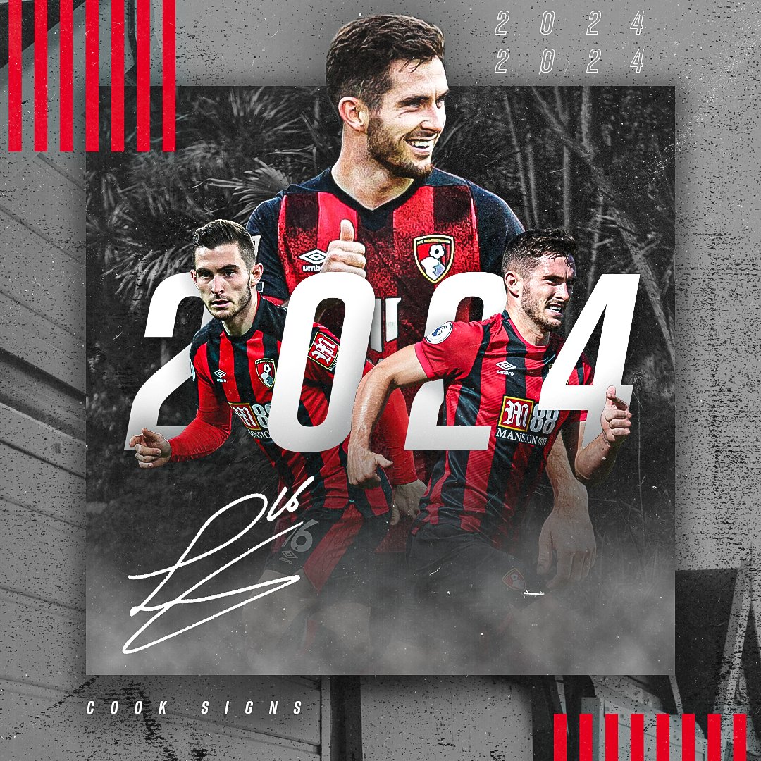 afcbournemouth's tweet photo. #Cook2024 📝

We're absolutely delighted to announce that @lewiscook_ has signed a new three-year deal 🤩 https://t.co/syz6yZGGtm