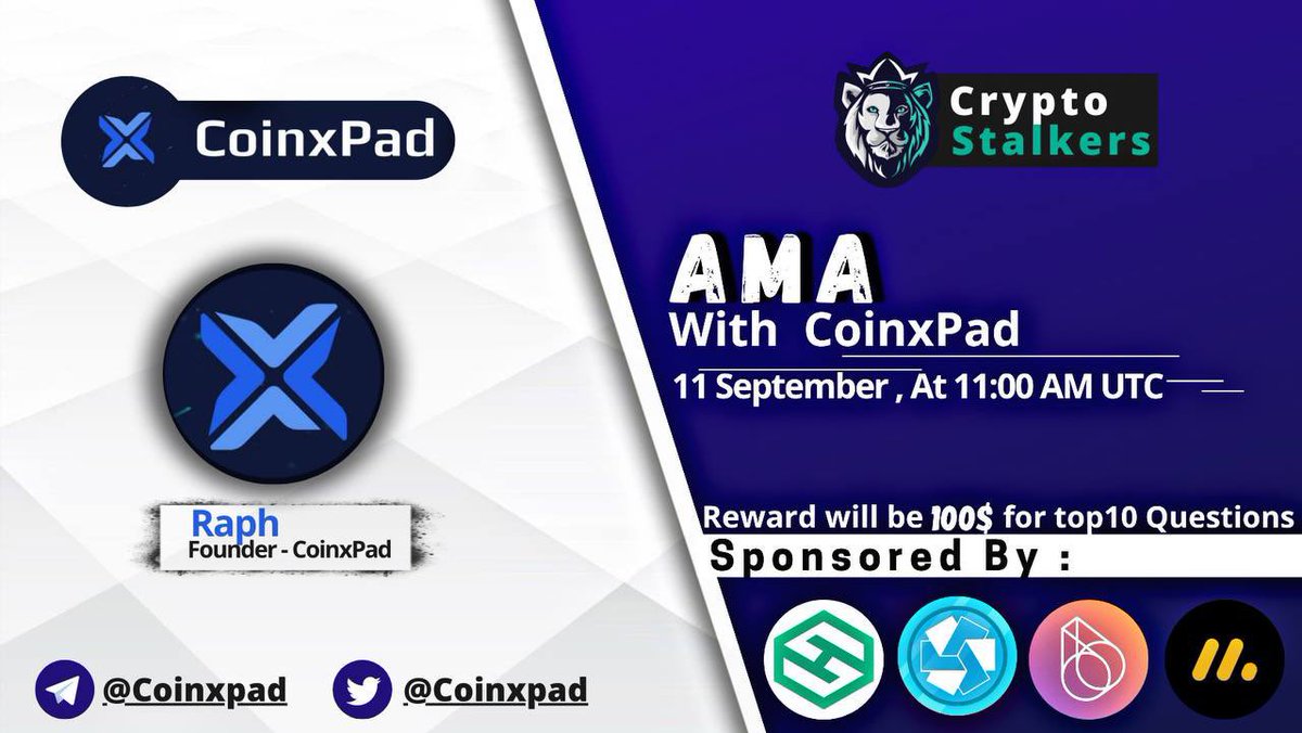 Zain_Onchain's tweet photo. 📢 We're thrilled to announce our next #AMA with @coinxpad on 11th Sept 11:00 AM UTC

💰 Reward Pool:100$
📍 Venue: https://t.co/ITQvVELkDq…

〽️ Rules:
✅ Follow @StalkersCrypto &amp;  @coinxpad 
✅ Like &amp; Retweet
✅ Comment Questions &amp; Tag 3 Friends with BEP20 address
#BSC https://t.co/GdOTJpo1fG