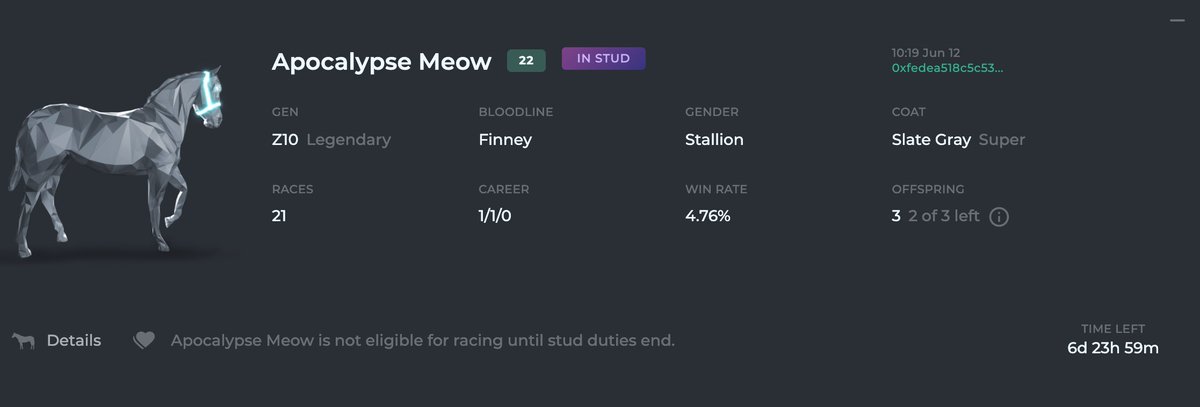 AstroRanch_G7's tweet image. #SuperCoat  #SlateGray #Finney Z10 legendary in stud at mins get on it colour ruggers #zedrun @zed_run  #zedheads
