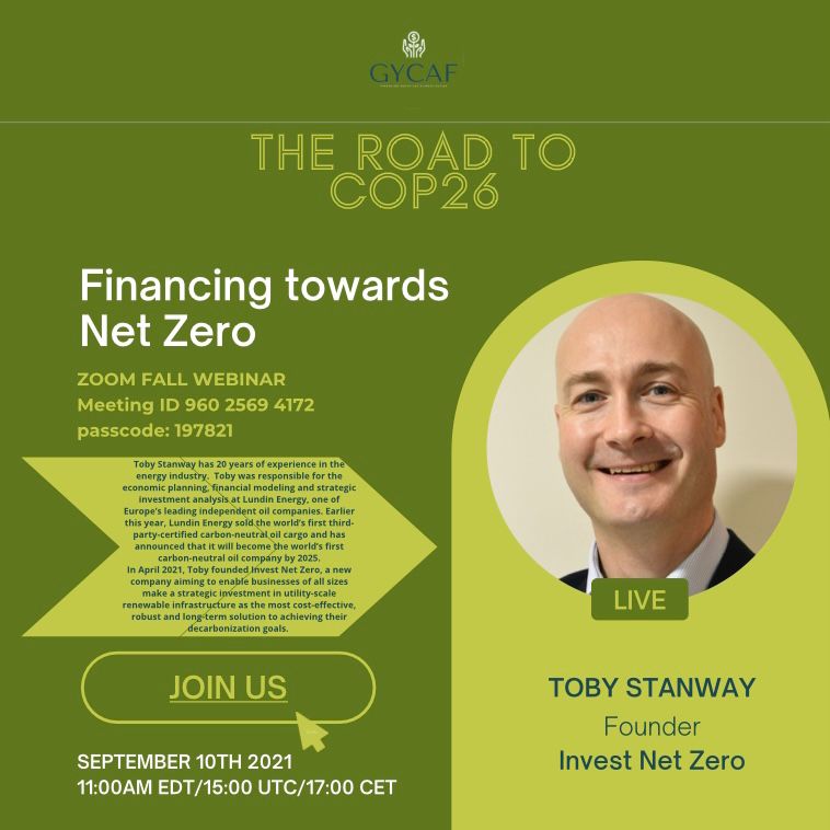 Green Youth Climate Fund Institution (@greenyouth_fund) on Twitter photo TOBY Stanway founder of Invest Net Zero will be present ๐
#gycaf
<a href="/BLIGlobal/">BLI Global</a> <a href="/COP26/">COP26</a> <a href="/MUCCA4mak/">Makerere University Climate Change Association</a> <a href="/kenya_trust/">GREENING KENYA INITIATIVE TRUST</a> <a href="/AYICCEthiopia/">AYICC Ethiopia</a> @IYCM <a href="/coy16glasgow/">COY16</a> TOBY Stanway founder of Invest Net Zero will be present ๐
#gycaf
<a href="/BLIGlobal/">BLI Global</a> <a href="/COP26/">COP26</a> <a href="/MUCCA4mak/">Makerere University Climate Change Association</a> <a href="/kenya_trust/">GREENING KENYA INITIATIVE TRUST</a> <a href="/AYICCEthiopia/">AYICC Ethiopia</a> @IYCM <a href="/coy16glasgow/">COY16</a>