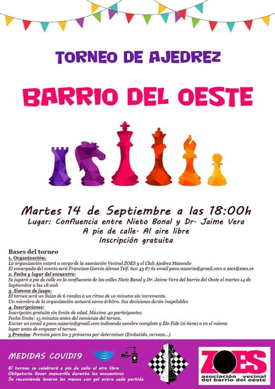 amadordelanava's tweet photo. La próxima semana @BarrioOesteZOES dedicará la semana a la promoción del ajedrez organizando un torneo popular el martes día 14 y una partida simultánea el miércoles 15 https://t.co/XfgE7xJxs4