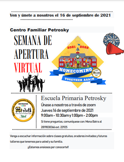 PetroskyPirates's tweet photo. Join us for our Virtual Family Center Grand Opening on September 16, 2021 from 9:00-10:30 and 1:00-2:00. Come hear all about the great things we will have in store for your families this year! @Alief_Fame  @AliefISD @Petroskyfamily https://t.co/JkC9zPwL7D