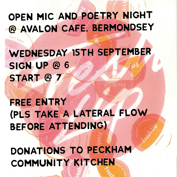 fresh_lip's tweet photo. reminder that we're back this weds!!! i actually can't wait, bring ur poems bring ur negative lateral flows bring ur vibes (this is me doing marketing) https://t.co/nRan0yoPmL