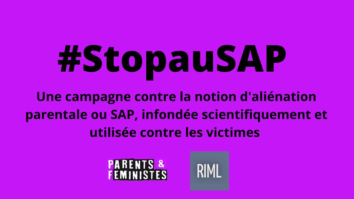 Aujourd’hui <a href="/PFeministes/">Parents & Féministes - compte inactif</a> et le <a href="/reseauiml/">Réseau International des Mères en Lutte</a> lancent la campagne #StopauSAP. 

Des tweets à partager, contre cette notion de syndrome d'aliénation parentale (ou SAP) infondée scientifiquement et dangereuse. A thread ⬇️

Stop aux intox, stop aux violences, stop au SAP !