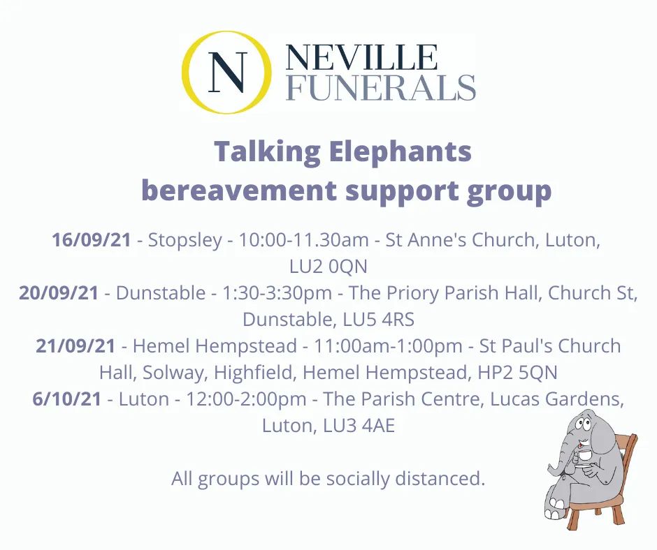 MCarlin5321's tweet image. #bereavementsupportgroup #localgroups #talkingelephants
Trying to spread the word #stopsley #luton #nevillefuneralservice