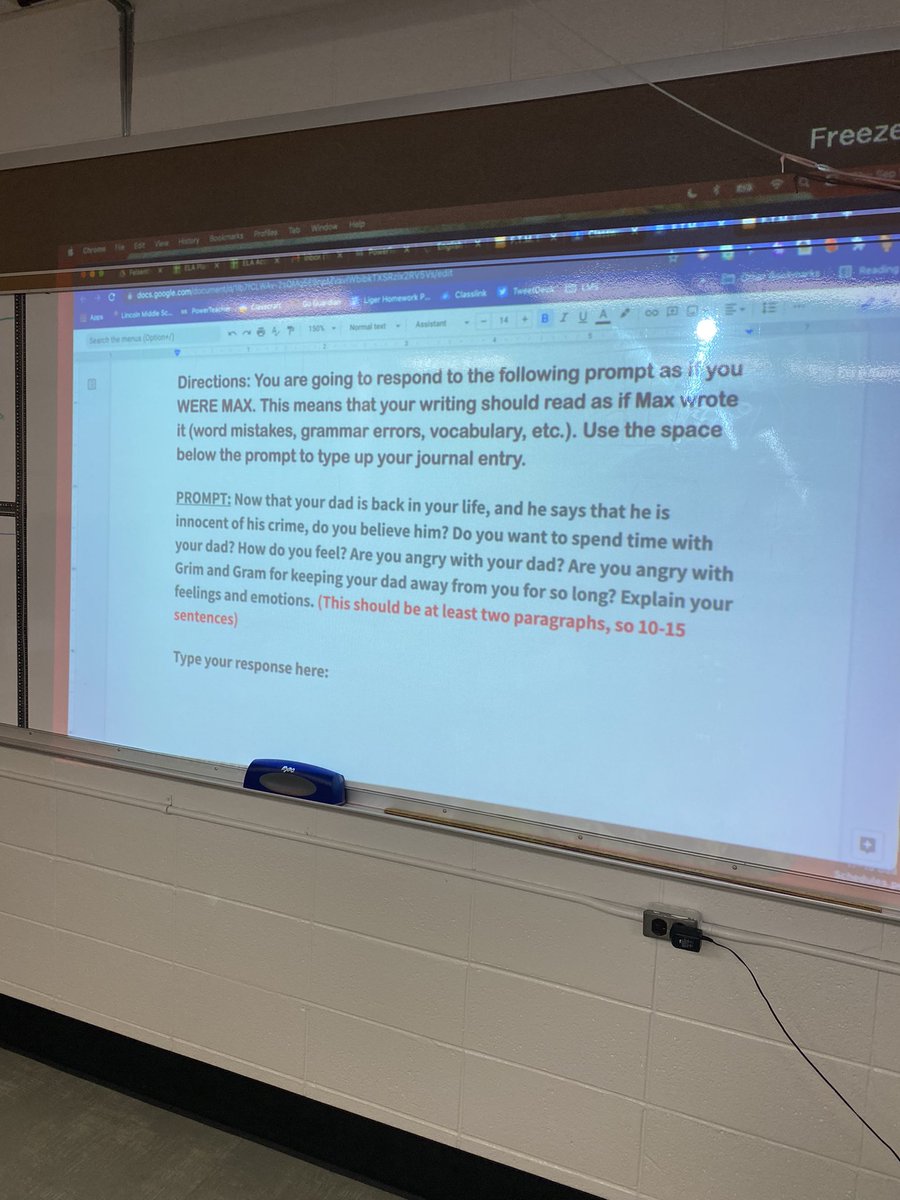 TeachFelsenthal's tweet image. Accelerated ELA students are writing creatively while making connections to the text! They are using empathy as they respond to a prompt as if they were the main character. #CreativeWriting #LearningEmpathy #D57Learns
