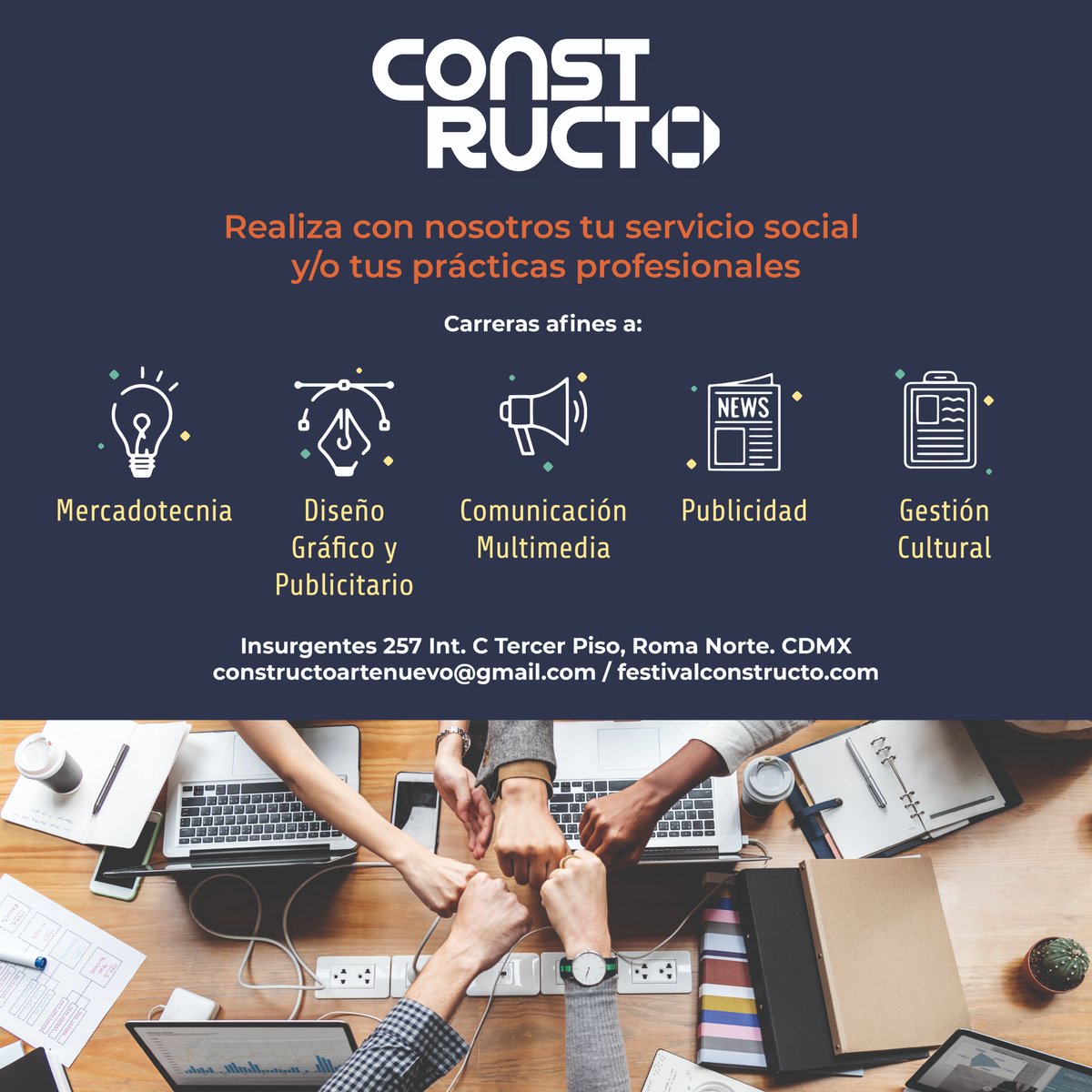 ¿Te interesa el arte público, la comunidad y la cultura?

Realiza tu Servicio Social o Practicas profesionales con nosotros.

#ServicioSocial #PracticasProfesionales