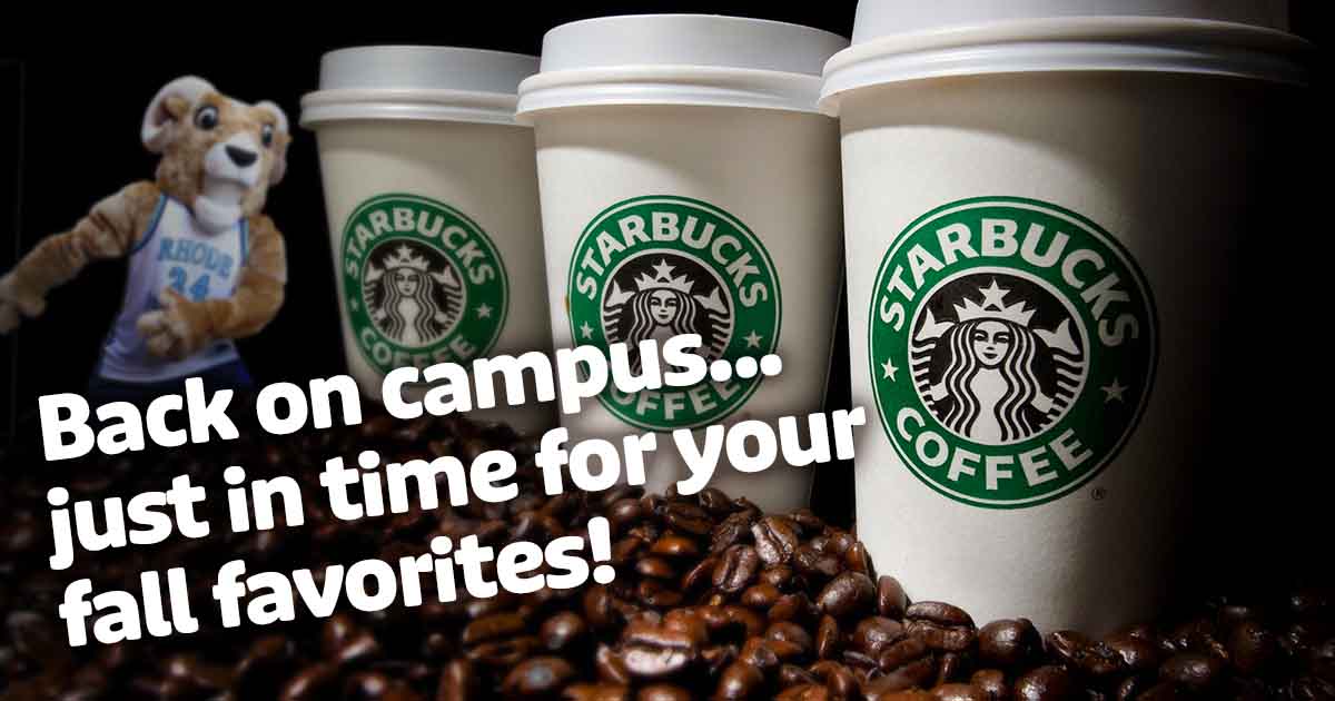 uridining's tweet image. Starbucks is coming back to campus now throughout Dining's retail locations, with specialty beverages starting in October! #uridining #uristudentaffairs