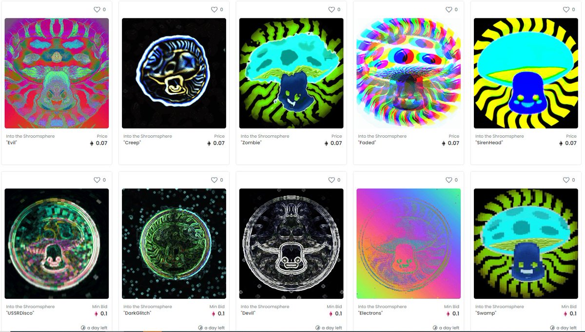 DefiChadThe8th's tweet photo. The @Shroomycoin team has released a collection of trippy shroom psychedelic #NFTs 

Very eye-catching w/ 10 new ones minted daily

Currently, there are only 30 out. A solid ratio for a new collection starting out vs the usual 10k

Get to know the team: https://t.co/RzdOHFtEyb https://t.co/fGKFmCahNd