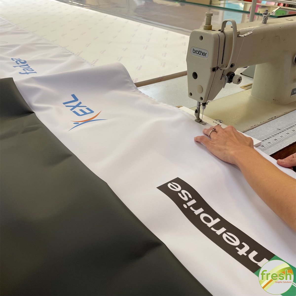 freshgraphics's tweet image. Over 40m of eco-friendly silicone edge was stitched onto the edges of PVC free printed fabric canvases today.

These super sized canvases will go into tension frames for an event next week.

#largeformatprinting #siliconeedgegraphics #tensionframegraphics #signshop #freshgsltd