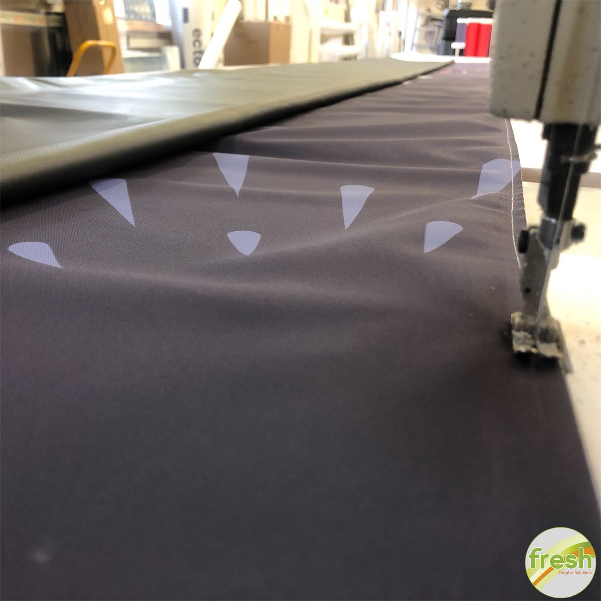 freshgraphics's tweet image. Over 40m of eco-friendly silicone edge was stitched onto the edges of PVC free printed fabric canvases today.

These super sized canvases will go into tension frames for an event next week.

#largeformatprinting #siliconeedgegraphics #tensionframegraphics #signshop #freshgsltd