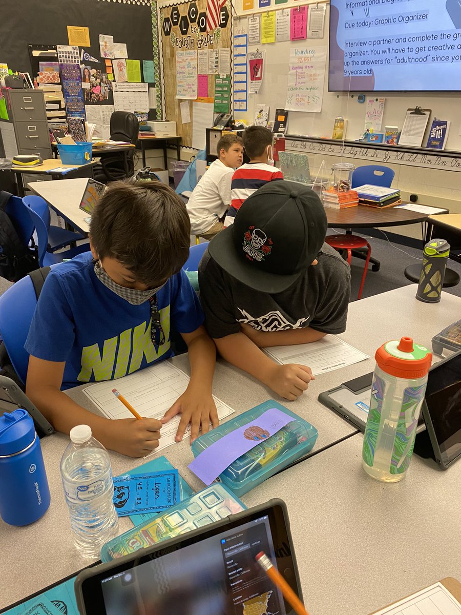 AshleyMBSD's tweet photo. Working on informational biographies by interviewing a partner about their accomplishments! @BurtonSchools #bsdwelcomeback #bullpupstrong #bsdGATE https://t.co/AwHCY5wY7Z