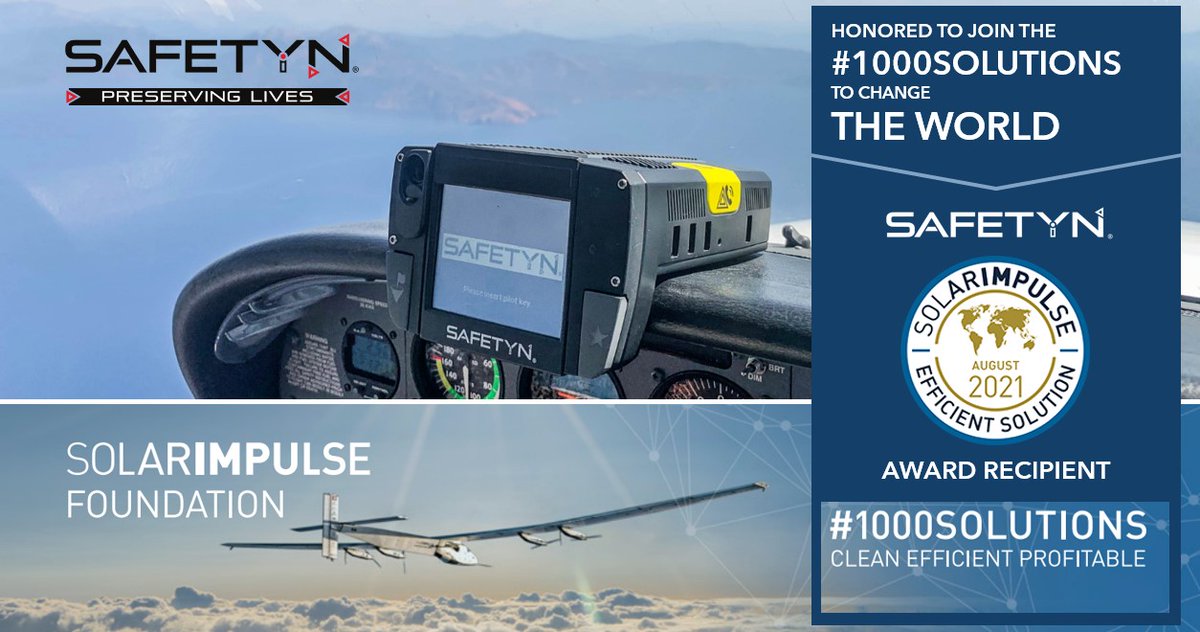 SAFETYN_Team's tweet photo. @SAFETYN_Team honored and proud to announce that our SAFETYN™ Solutions have been awarded the @solarimpulse Efficient Solution Label to be part of the #1000solutions portfolio !
#saferpilots #seriousflying #exploreyourhumanfactors #GreenAviation #Serioustraining #innovation https://t.co/D7AFSLvhNA