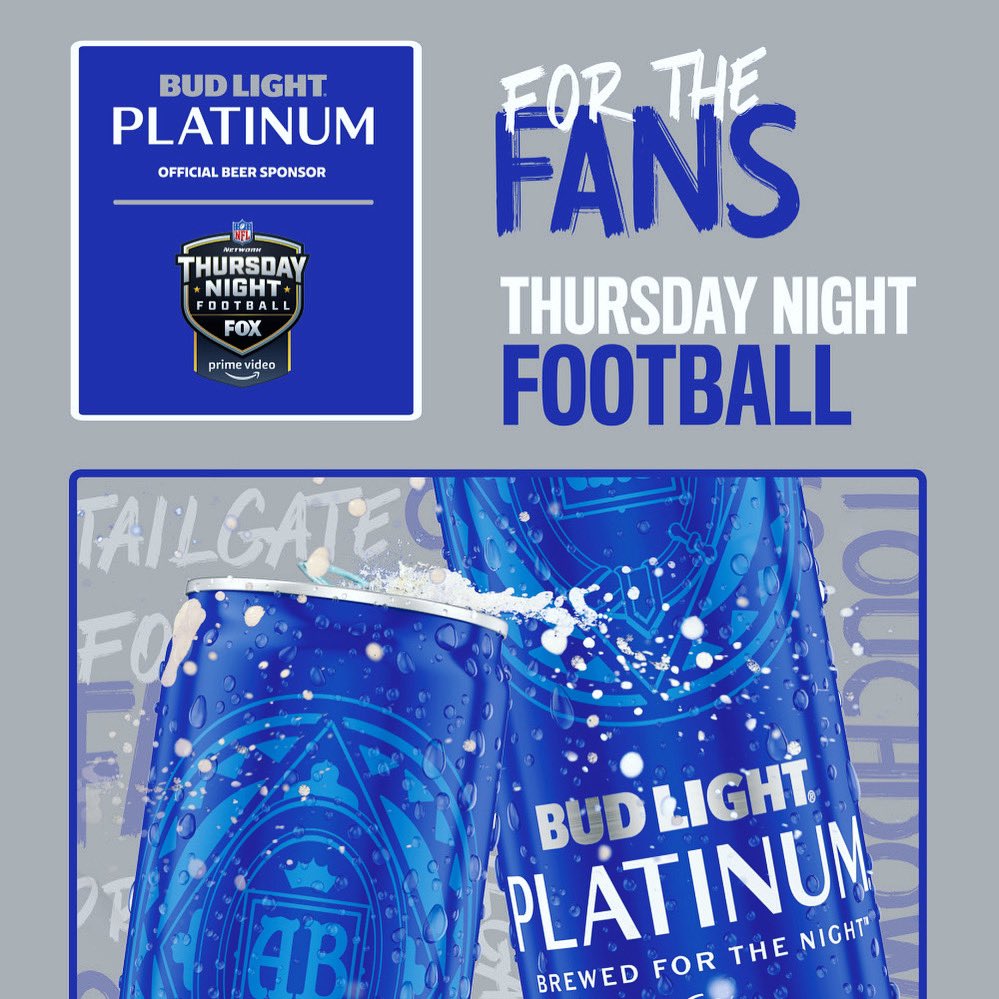 Fact: Drinking Bud Light Platinum during Thursday Night Football will enhance your chances of winning your fantasy league. #ForTheFans #NFLKickoff