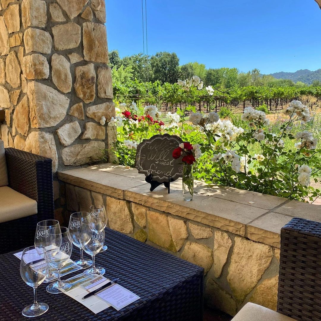 Welcoming guests on this beautiful day. Cheers to a weekend of wine tastings! 🍷