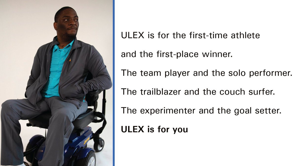 Designed for all levels of athleticism and all activities, #ULEX is the adaptive activewear made to support your passions. Learn more about ULEX here: bit.ly/2VtWOnb

#UniteLiveEXcel #adaptiveclothing