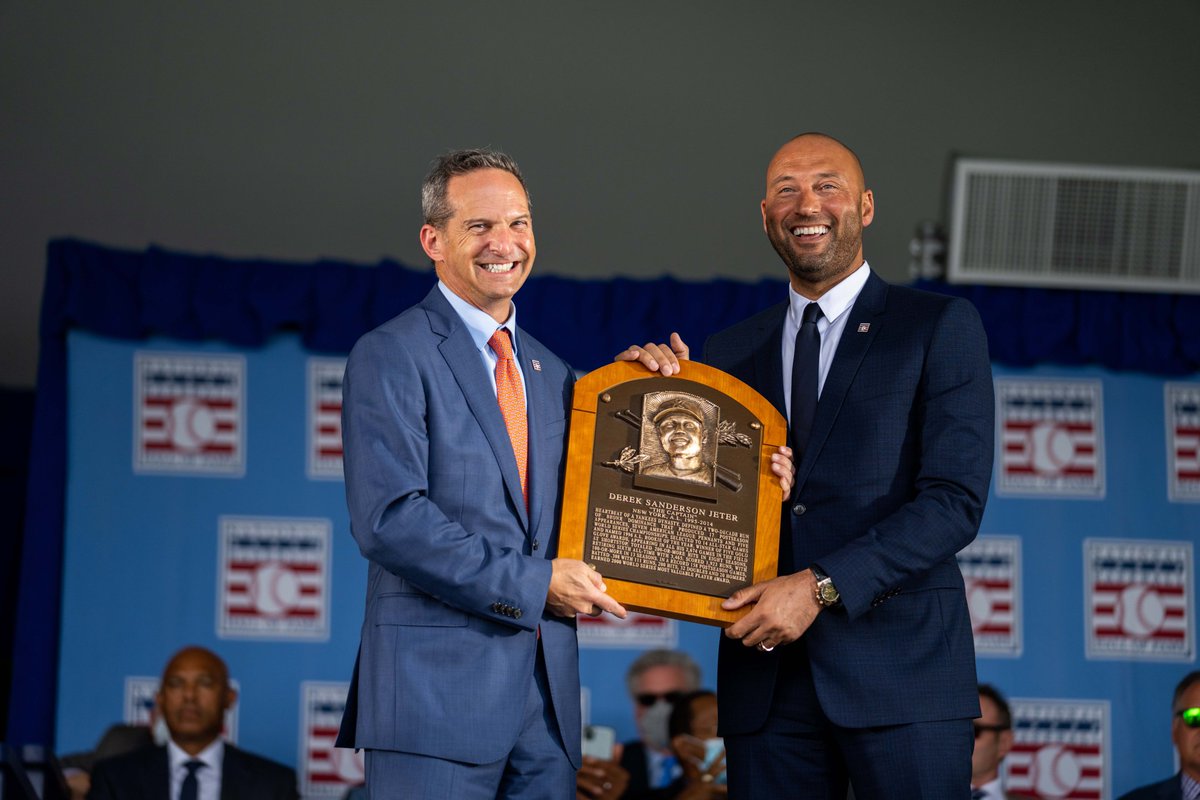 Yesterday's HOF Induction was my last, 27 years after my first with Lefty, Scooter &  Durocher. It came full circle with the Captain's Induction, as I worked for @Yankees when we drafted a skinny shortstop out of Kalamazoo Central High School in 1992. 📸: @jeanfruth  #HOFW2021