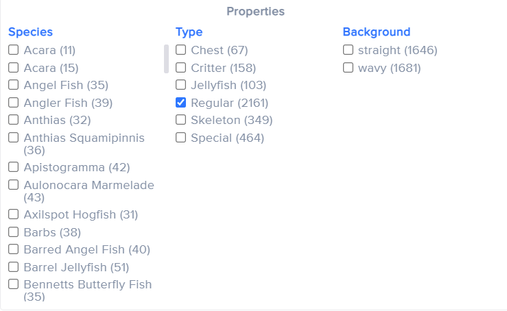 LootFishNFT's tweet photo. Shoutout to @NFTrade for verifying #LootFish. They have a nice set of filters for all attributes of the fish, including species, type, and background. 

Our verified collection! 
https://t.co/Fe8PPNElQo https://t.co/DF47O3EkpV