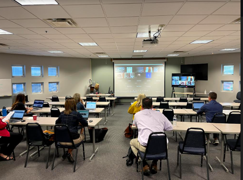 NorthPointESC's tweet photo. NPESC held its first regional Curriculum Council Network meeting this morning using the new hybrid model with both Zoom and in-person format. 28 outstanding instructional leaders participated in the meeting. #ourlearningneverstops https://t.co/C9asQwt6Ug