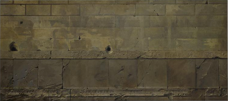 Currently obsessed with this. It's the Res Gestae Divi Augustus, but it's an OIL PAINTING made by the French architect (and sometime archaeologist) Edmond Guillaume in 1862.