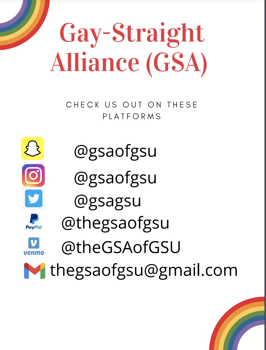 gsagsu's tweet photo. Check us out on IG, Twitter, and Snapchat or email us. Dues can be paid at our meetings or via PayPal or Venmo. https://t.co/EEvaEWmCXT