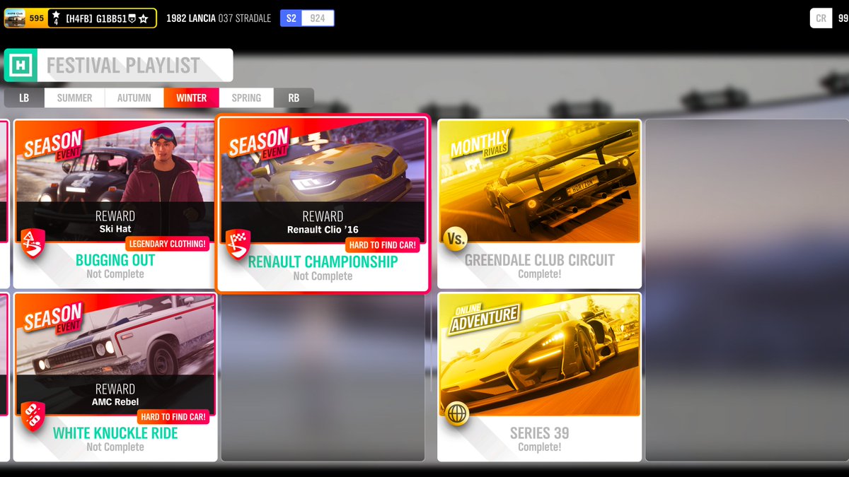 ForzaHorizon5UK's tweet photo. Series 39 - Winter
6 existing cars
Photo Challenge #DiggingIt
Winter playlist with events to complete!
Trial, PGG & PRs
Weekly Forzathon Event (Any Hypercar)
S39 rewards;
50% - Backstage Pass
80% - Porsche 356 RSR
#Forza #H4FB #FH4 #Winter #Series39 #FH4 https://t.co/nsJV2FsRzs