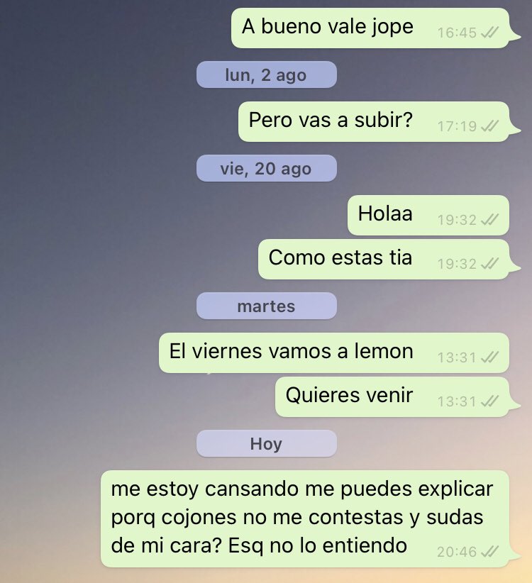 Hola no seáis así porfa y desaparezcáis sin dar explicación alguna x fa