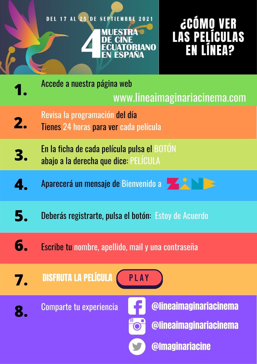 ImaginariaCine's tweet photo. Sabes cómo ver nuestras películas en línea?
Aquí te adelantamos una breve guía
Se viene la 4ta Muestra de cine ecuatoriano en España!
@soyzine 
@CECUMad 
@EmbajadaEcuESP 
@EspacioOEI 
@CinetecaMadrid 
#LINEAIMAGINARIA2021 
#cineecuatoriano https://t.co/hDiuNPxVxm