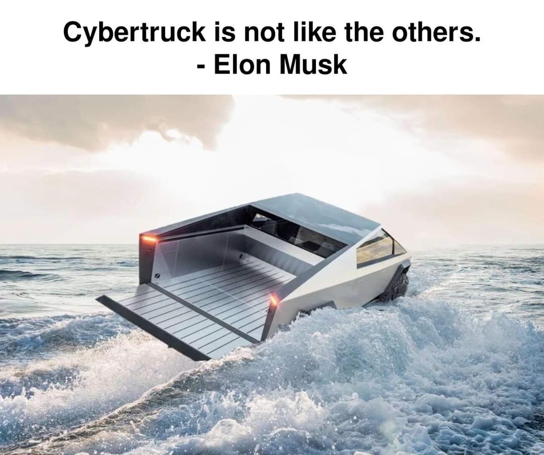TeslaPhx's tweet photo. CyberTruckin' in #BoatMode @elonmusk https://t.co/6VPpR1n9oe