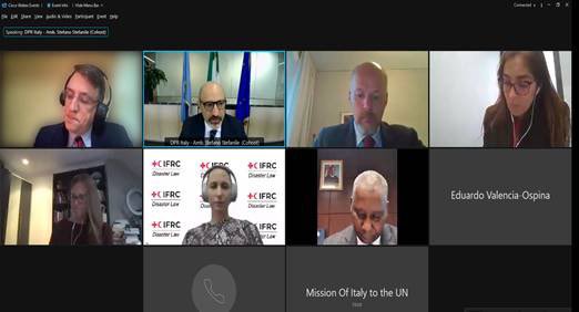 ItalyUN_NY's tweet photo. 🇮🇹honored to have co-hosted today w/ @MisionONUCol, 🇯🇲, @JapanMissionUN &amp; 🇳🇬 the Webinar “Building on the ILC Draft Articles on the Protection of Persons in #Disasters ⏩ a universal legally-binding instrument.” 

Thanks to all the distinguished panelists and the many attendants! https://t.co/OcZf5c4wrw