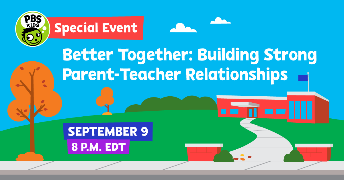 pbsteachers's tweet photo. Join @PBSKIDS for a webinar tonight at 8pm E.T. Family experts will share ideas on how to come together to build a parent-teacher relationship, communicate to help children learn and grow, and celebrate when children thrive. https://t.co/Ixli73L4YX https://t.co/fe6woeMPTw
