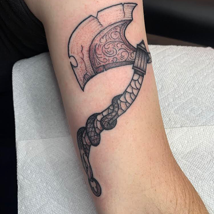 Traditional blackwork ax tattoo by Jeroen Van Dijk  Traditional tattoo  Sleeve tattoos Old school tattoo designs