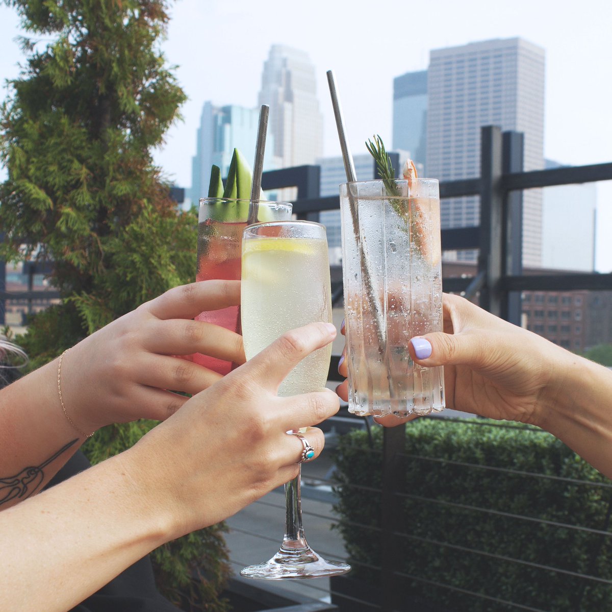 Sharing the view with close friends and a few BĒT Vodka cocktails from the rooftop of the @HewingHotel 🙌🏻 #craftvodka #madeforsharing