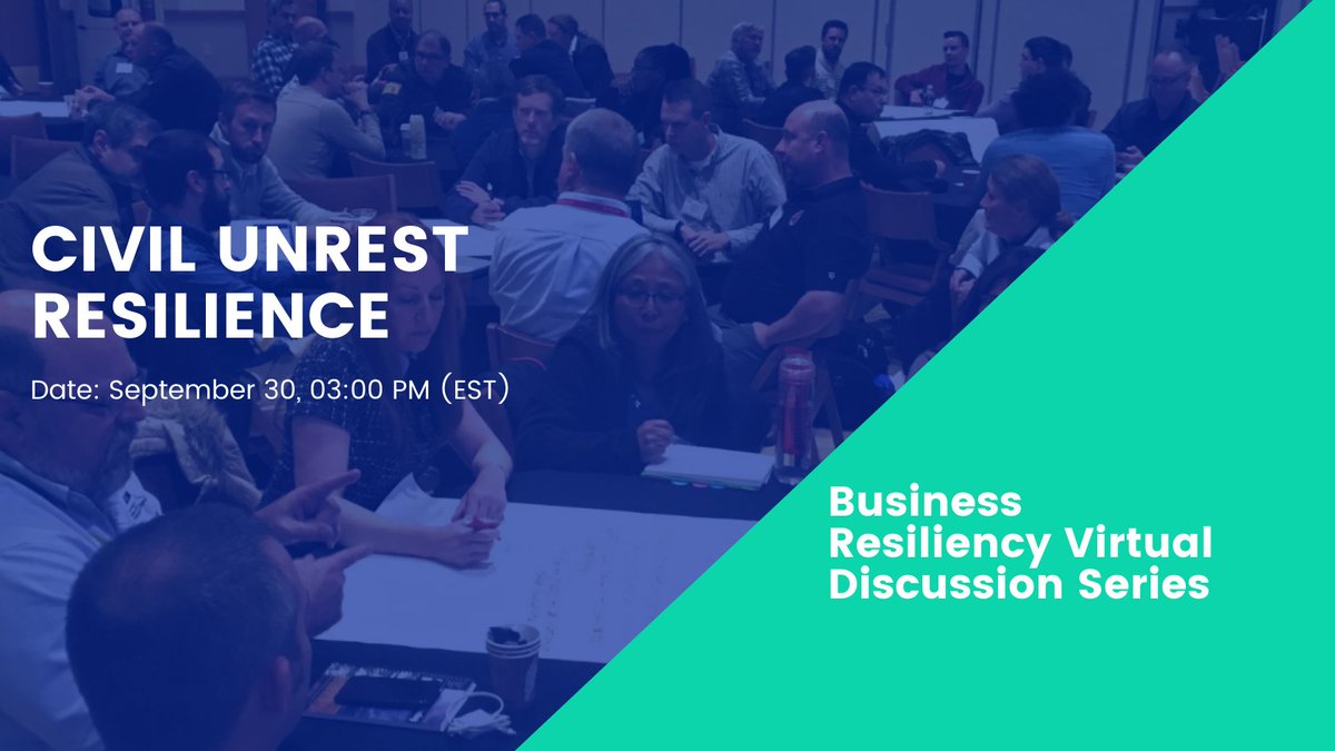 ahcusa's tweet image. [NEW] Civil Unrest Resilience - Date: Sep 30, 03:00 PM (EST)

📍 Register ➡️ resilienceexch.org/registration-1

● Laura Johnson
● Stacy A. Irving
● Karina D. Reed
● Patrick C. Shull

A big part of public safety emergency planning is protecting and minimizing stress in a community...