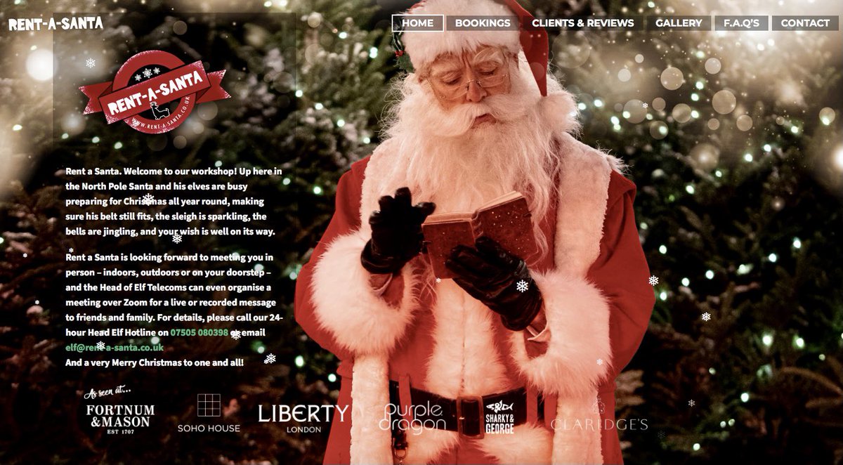 The elves have been working on Santas new website - please do visit us to see if you’ve made it on to The Nice List. North Pole HQ opens for bookings with Santa this Monday! rent-a-santa.co.uk #Christmas2021 #Santa #SantaClaus #FatherChristmas #Christmas #ChristmasinLondon