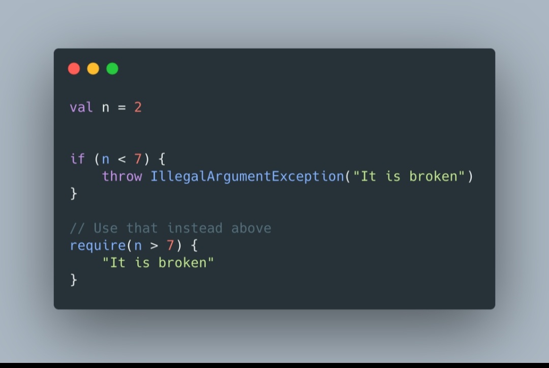 eneszorr's tweet image. Get rid of if statement to check exception case. #Kotlin #KotlinTip #Android