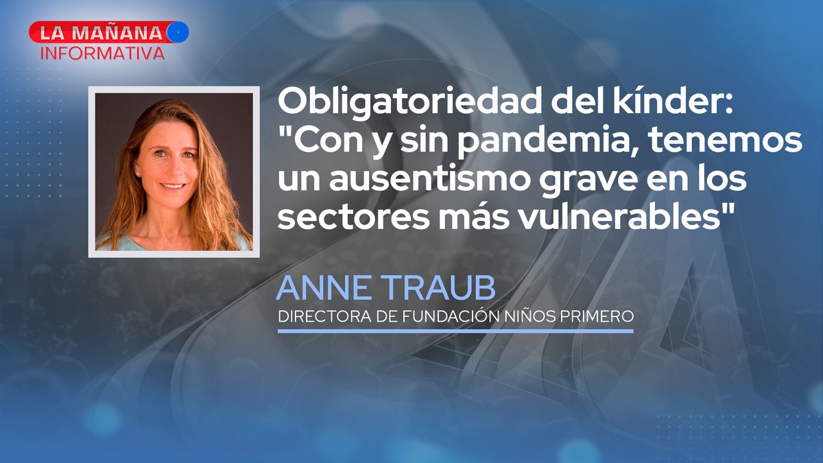 24HorasTVN's tweet photo. 📡 #24ShowCast 

Obligatoriedad del kinder: "Con y sin pandemia, tenemos un ausentismo grave en los sectores màs vulnerables"

Escucha la entrevista a @annetraub,  directora de la Fundación Niños primero ➡ https://t.co/LiWnPRlVUJ https://t.co/SKbBZPHMms