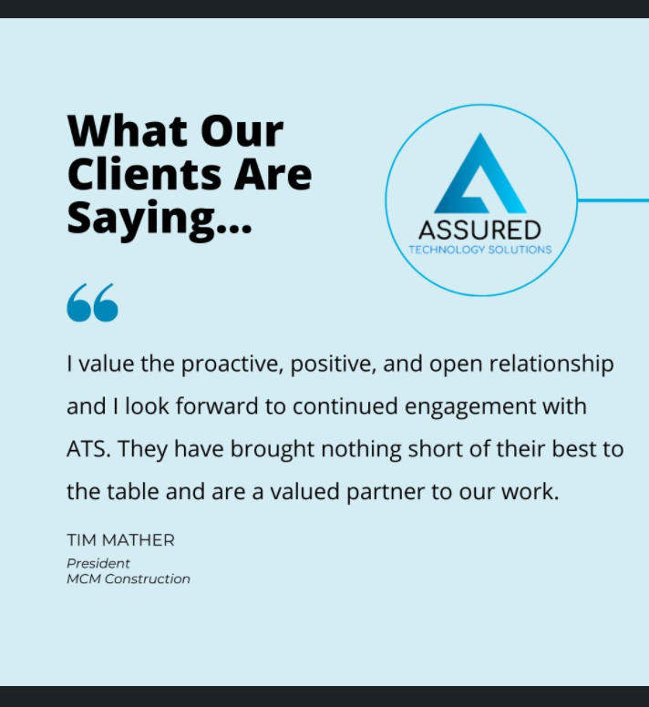 ATS_MSP_PDX's tweet photo. Five Star Review!
⭐⭐⭐⭐⭐

Thanks for sharing, Tim! Call us whenever you need us.

Ready to have an IT team that cares about supporting you? Send us a message and let’s get started.

#assuredtechnologysolutions #atsnw https://t.co/dNSABp6JlY
