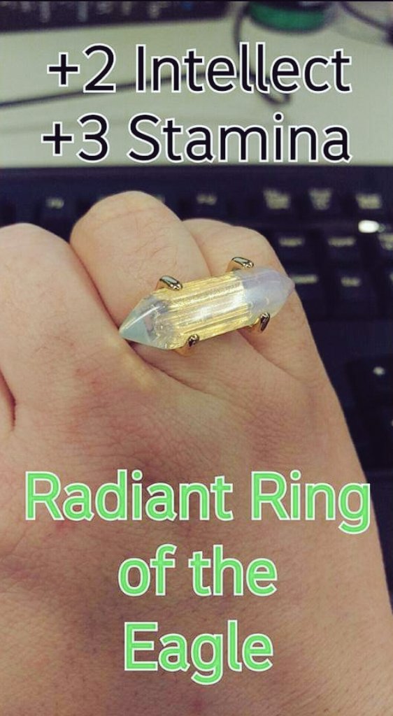 Sometimes I like to make up fake item specs for my accouterments. Example: