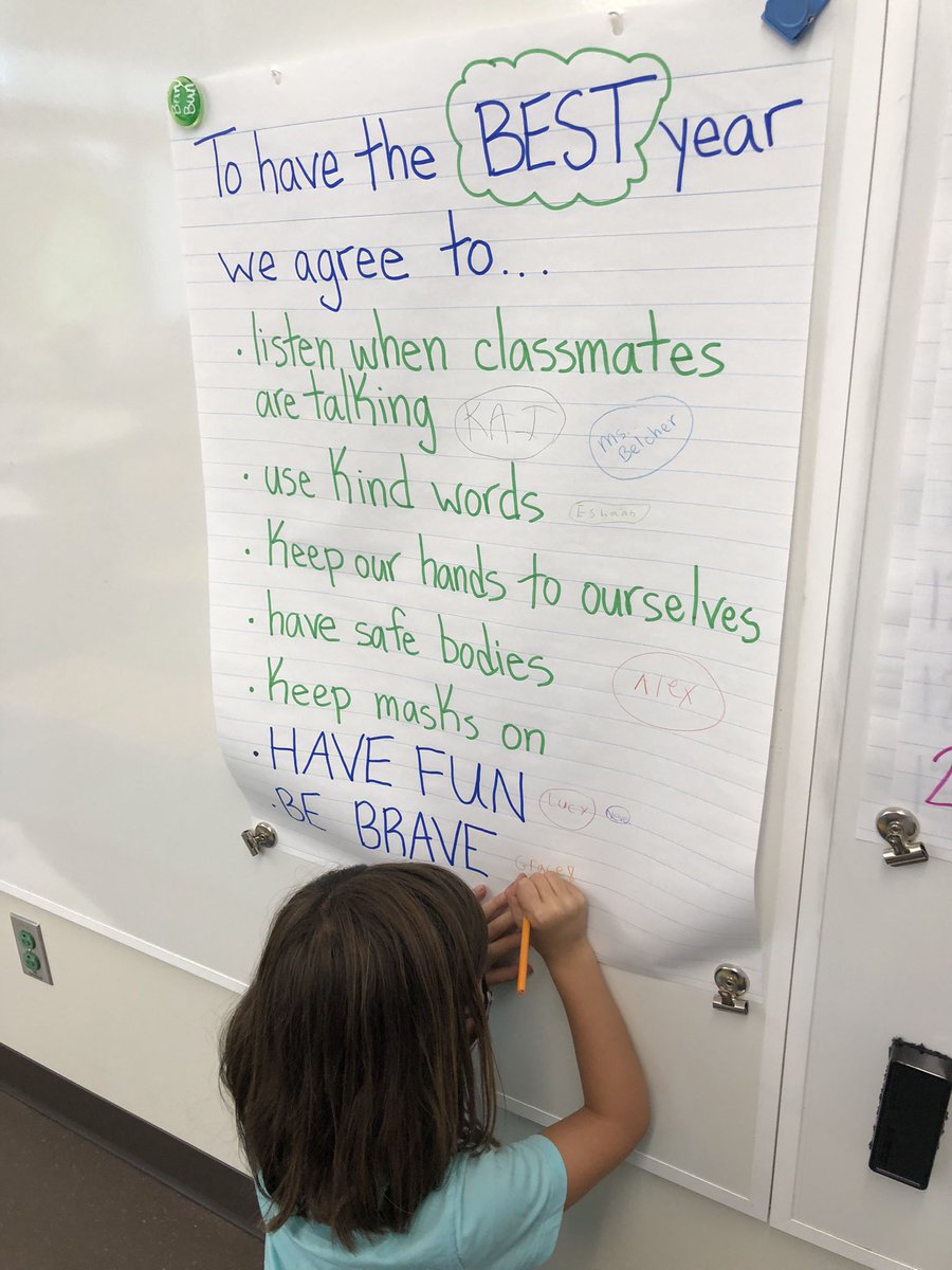 mrsbelcherqae's tweet image. After days of thoughtful discussions in class meetings, these #QAE second graders signed off on their class agreements! #spsconnects @SoundDiscipline
